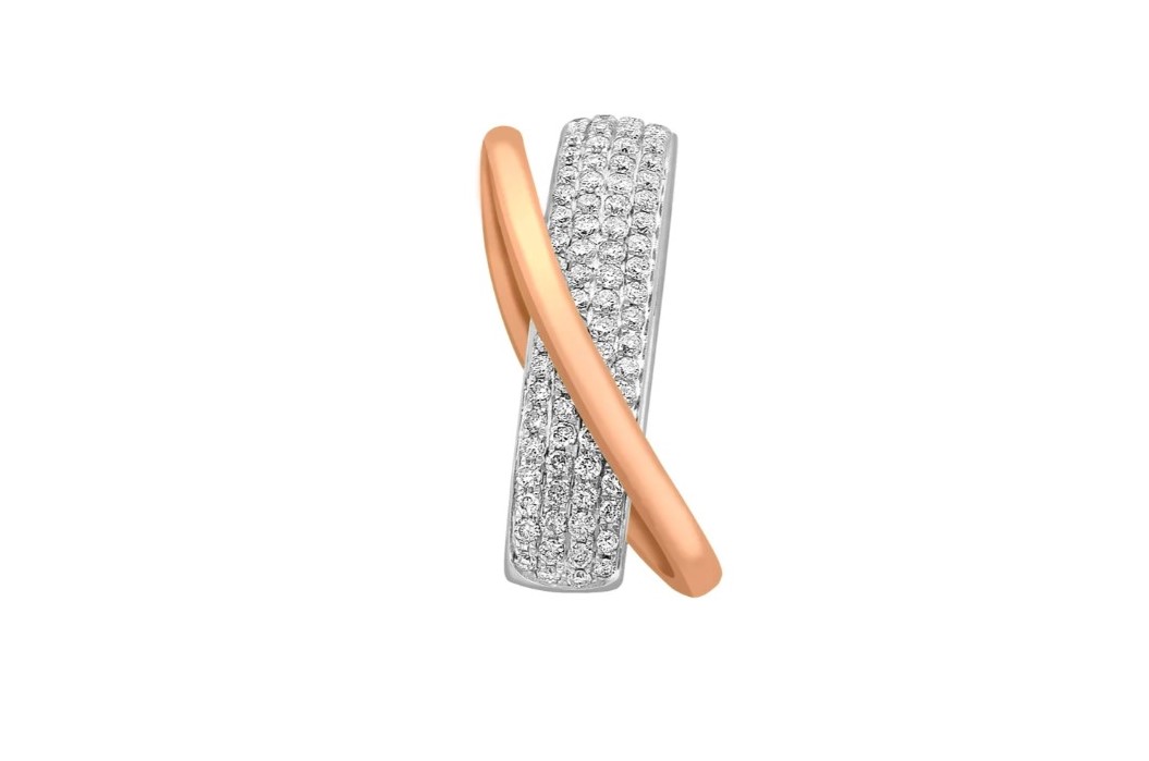 18ct Two-Tone Gold 0.45ct Diamond Pave Crossover Pendant